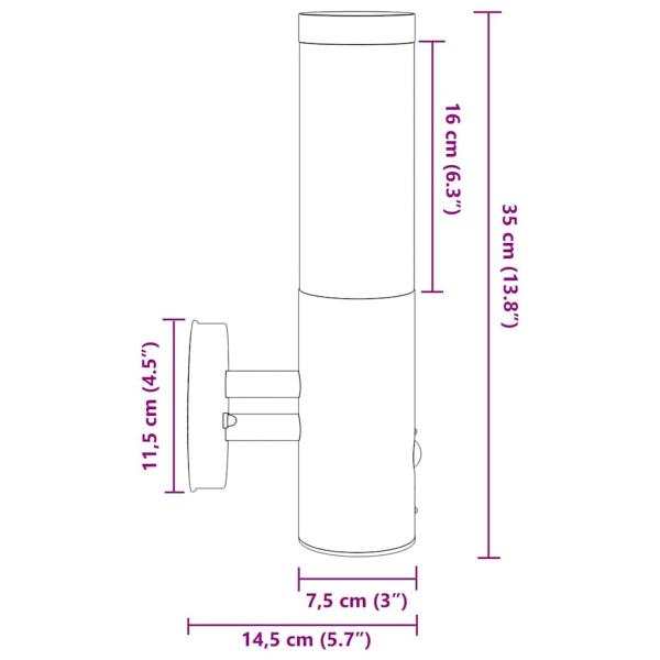 Außenwandleuchte mit Schwarz Edelstahl IP44 Sensor