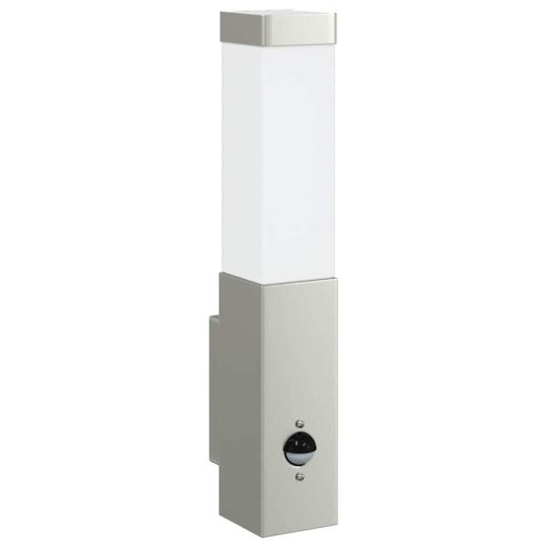 ARDEBO.de - Außenwandleuchte mit Sensor Silber Edelstahl IP44
