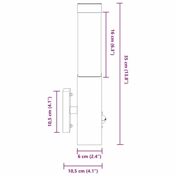 Außenwandleuchten mit Sensor 2 Stück Silber Edelstahl IP44