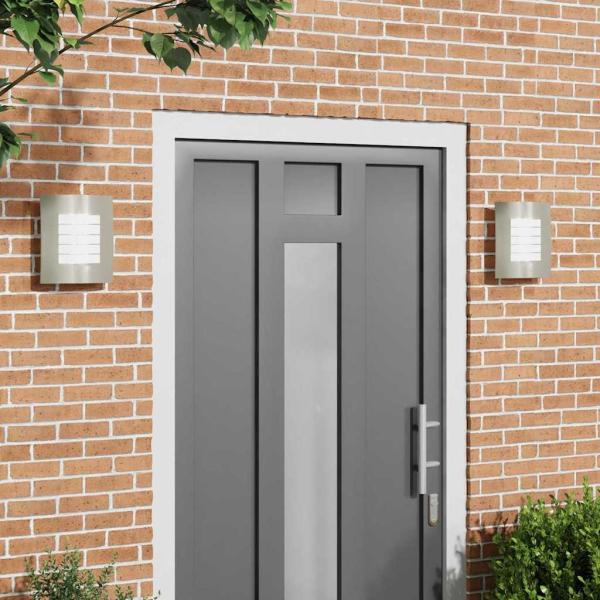 ARDEBO.de - Außenwandleuchten 2 Stück Silber Edelstahl IP44