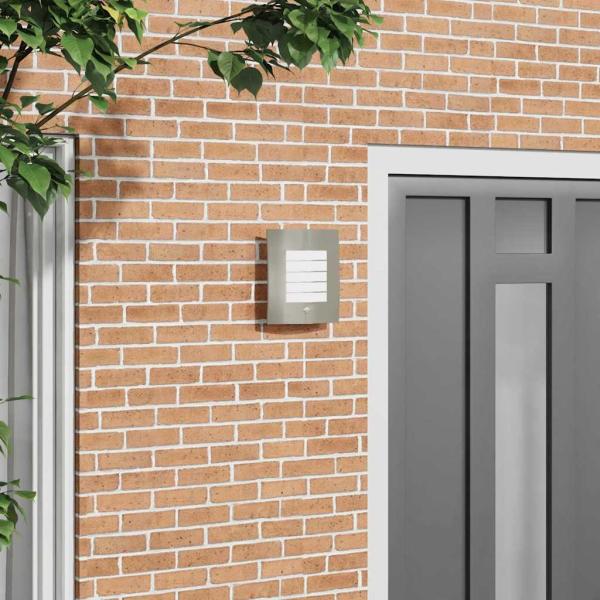 ARDEBO.de - Außenwandleuchte mit Sensor 2 Stück Silber Edelstahl IP44