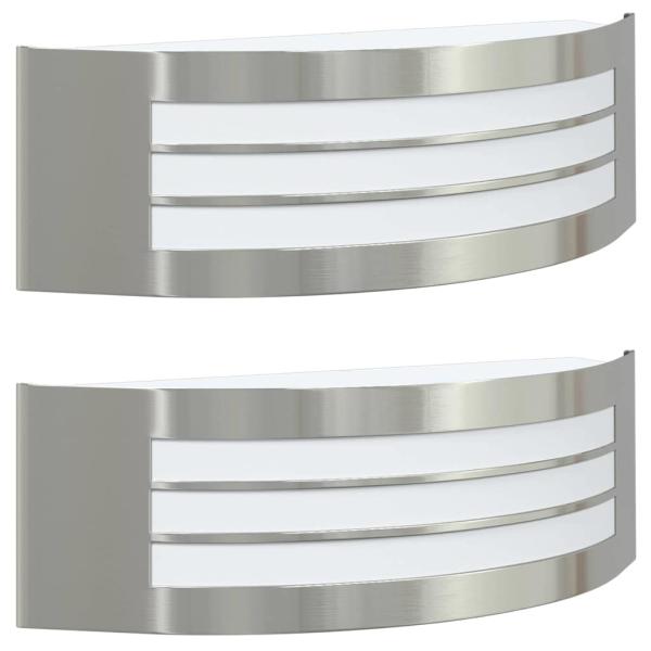 Außenwandleuchten 2 Stück Silber Edelstahl IP44