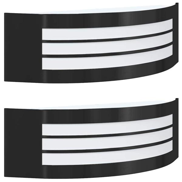 ARDEBO.de - Außenwandleuchte 2er Set Schwarz Edelstahl IP44