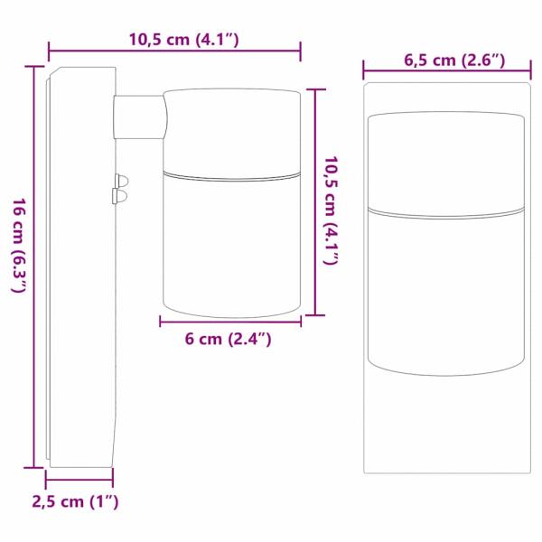 Außenwandleuchten 2 Stück Silber Edelstahl IP44