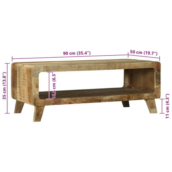Couchtisch 90x50x35 cm Massiv Grobholz Mango