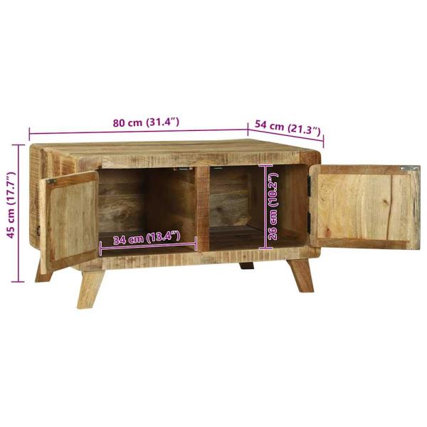 Couchtisch 80x54x45 cm Massivholz Raues Mango