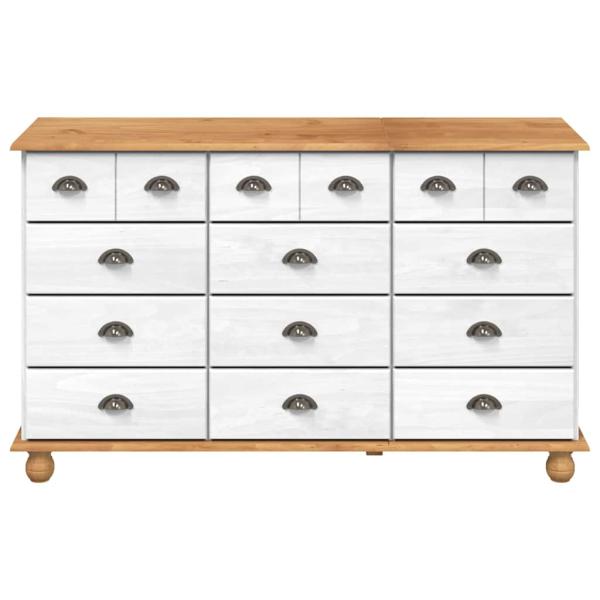 ARDEBO.de - Kommode "ASKIM" Weiß 79x40x133,5 cm Massivholz Kiefer