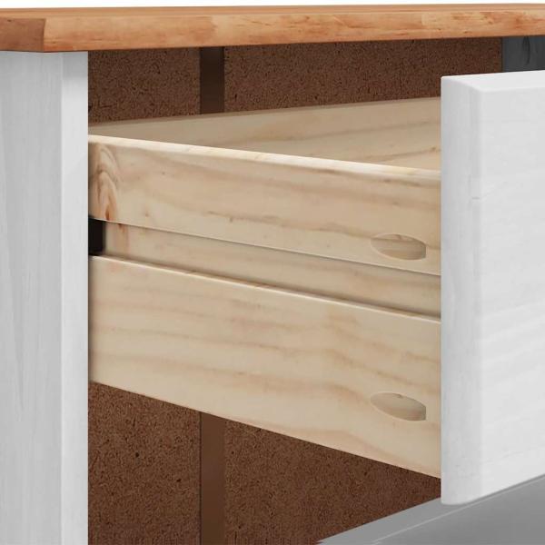 Schuhschrank ASKIM Weiß 85x35x108 cm Aus massivem Kiefernholz