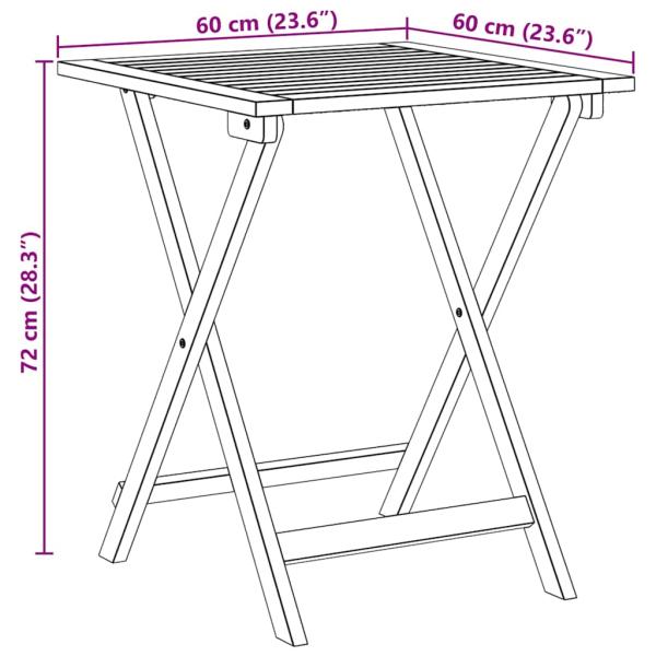 Klappgarten-Tisch Quadratisch 60x60x72 cm Massivholz Akazie