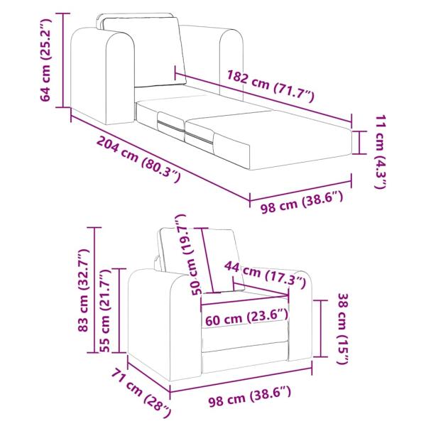 Boden Schlafsofa 2-in-1 Schwarz 98x71x83 cm