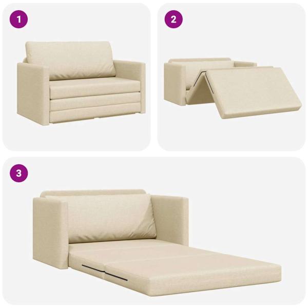 Boden-Sofabett 2-in-1 Creme 124x71x78 cm Stoff