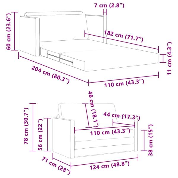 Floor Sofa Bed 2-in-1 Cloud Grey 124x71x78 cm Stoff