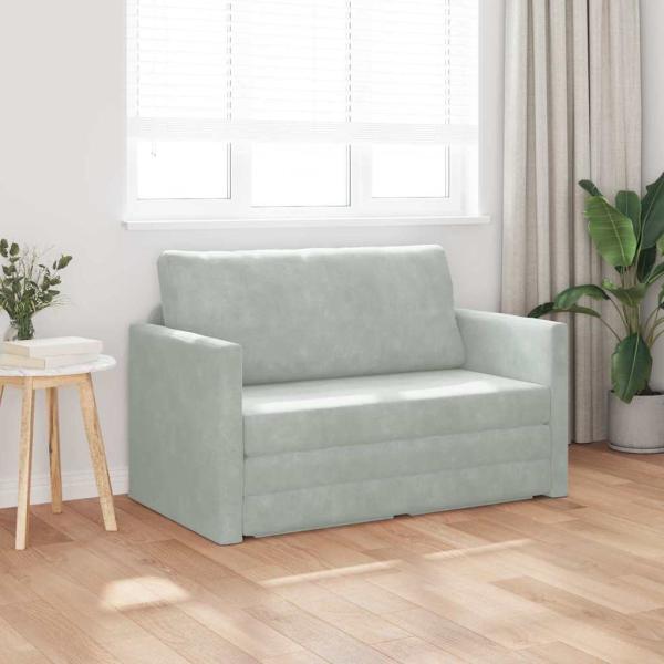 Boden Sofa Bett 2-in-1 Hellgrau 124x204x61 cm Samt