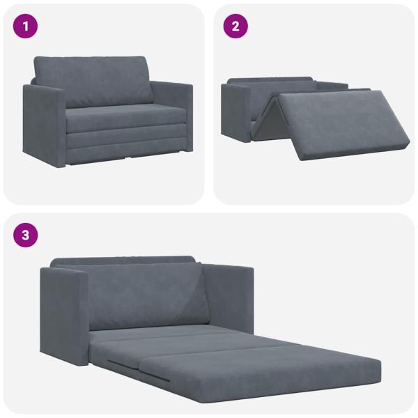 Boden Schlafsofa 2-in-1 Dunkelgrau 124x204x61 cm Velvet