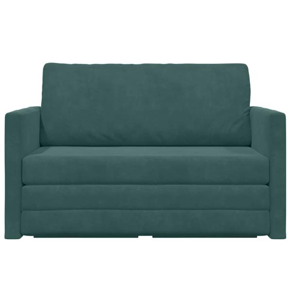 Bodenschlafsofa 2-in-1 Dunkelgrün 124x204x61 cm Samt