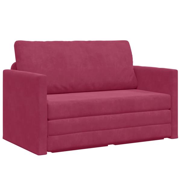Boden Sofa Bett 2-in-1 Weinrot 124x204x61 cm Samt