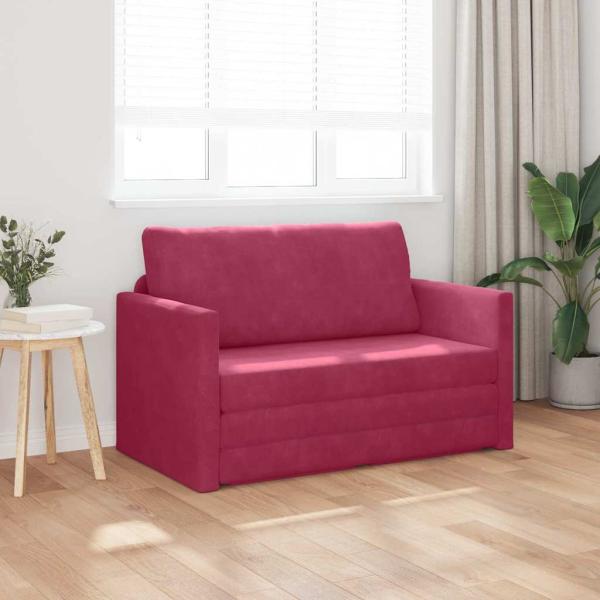 Boden Sofa Bett 2-in-1 Weinrot 124x204x61 cm Samt