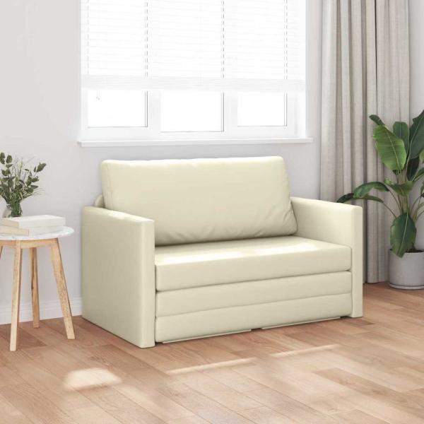 Boden-Sofa-Bett 2-in-1 Creme 124x71x78 cm Kunstleder