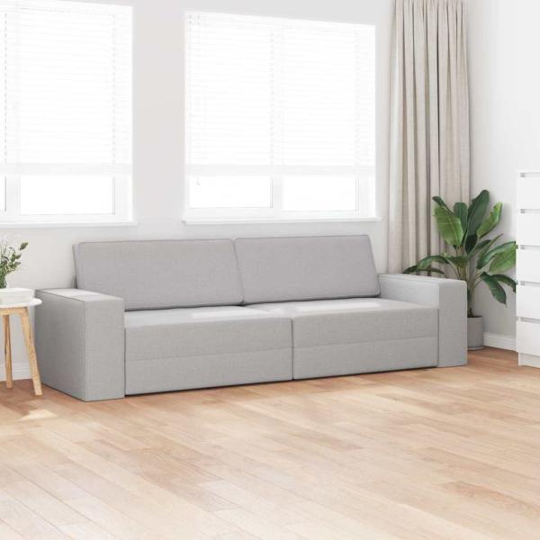 Boden-Schlafsofa 2-in-1 Wolkengrau 245x150x60.5 cm Stoff