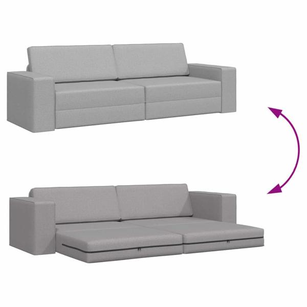 Boden-Schlafsofa 2-in-1 Wolkengrau 245x150x60.5 cm Stoff