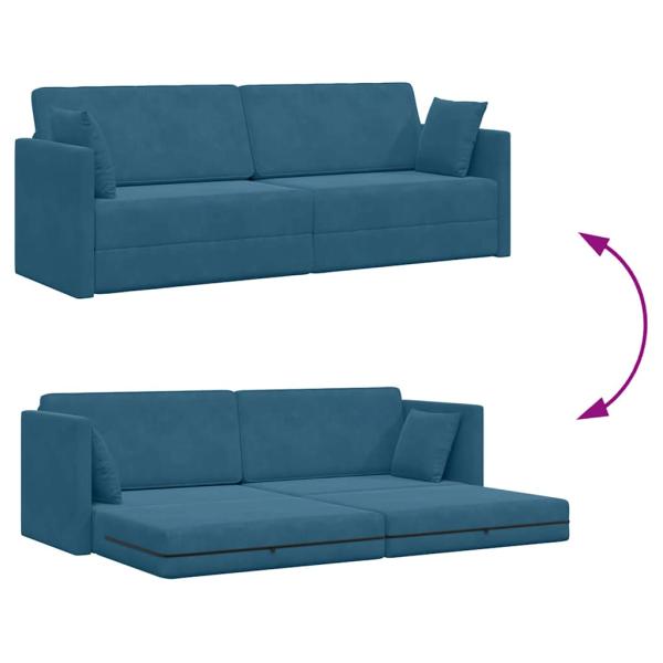 Boden-Sofa-Bett 2-in-1 Blau 213x144x60 cm Samt