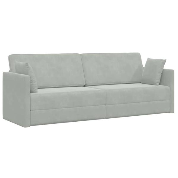 Boden-Sofa-Bett 2-in-1 Hellgrau 213x144x60 cm