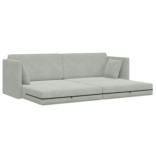 Boden-Sofa-Bett 2-in-1 Hellgrau 213x144x60 cm