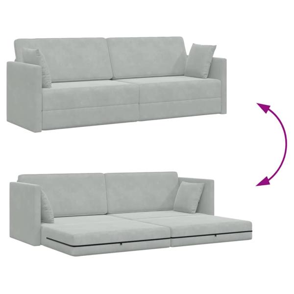 Boden-Sofa-Bett 2-in-1 Hellgrau 213x144x60 cm