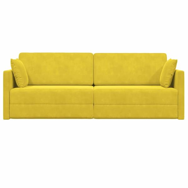 ARDEBO.de - Boden-Sofabett 2-in-1 Gelb 213x144x60 cm Velvet