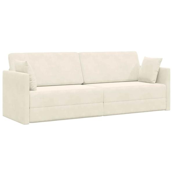 ARDEBO.de - Boden-Sofa-Bett 2-in-1 Creme 213x144x60 cm Velvet
