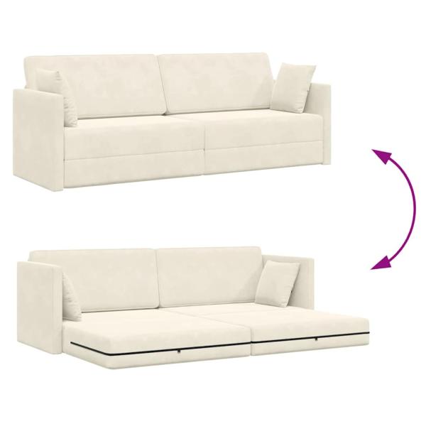 Boden-Sofa-Bett 2-in-1 Creme 213x144x60 cm Velvet