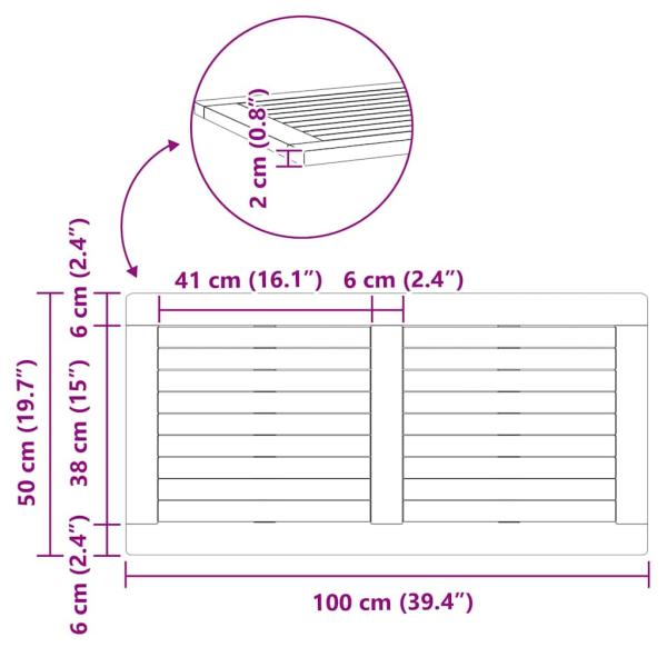 Tischplatte 100x50x2,2 cm Rechteckig Massivholz Akazie