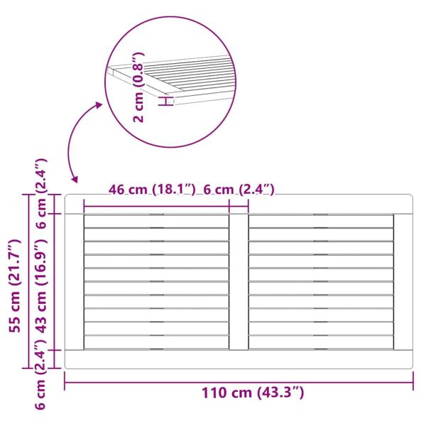 Tischplatte 110x55x2,2 cm Rechteckige Massivholztischplatte