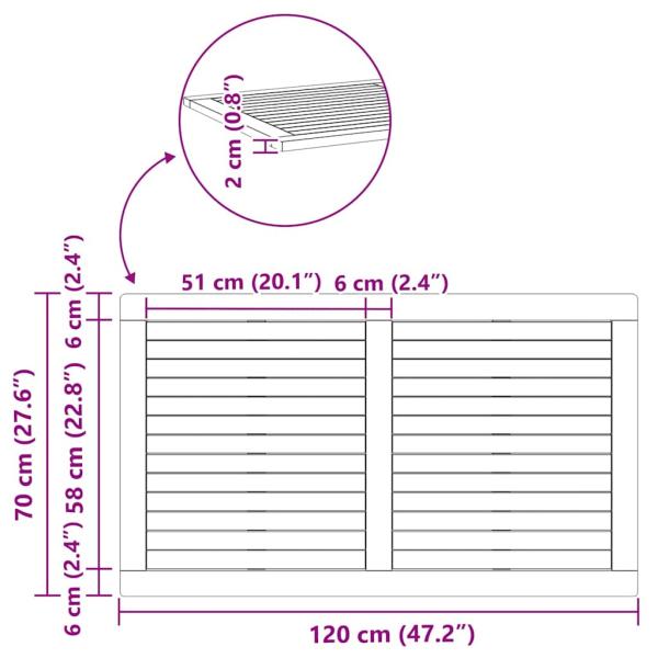 Tischplatte 120x70x2,2 cm Rechteckig Massivholz Akazie
