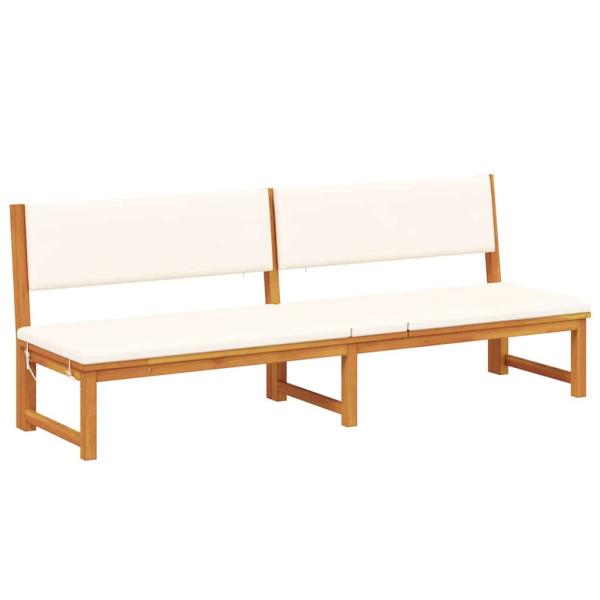 Sonnenliege 3-in-1 mit cremefarbenen Kissen aus solidem Akazienholz