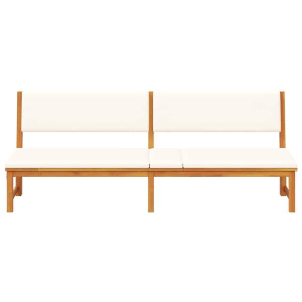 Sonnenliege 3-in-1 mit cremefarbenen Kissen aus solidem Akazienholz