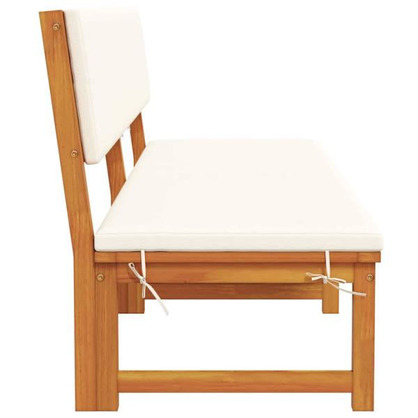 Sonnenliege 3-in-1 mit cremefarbenen Kissen aus solidem Akazienholz