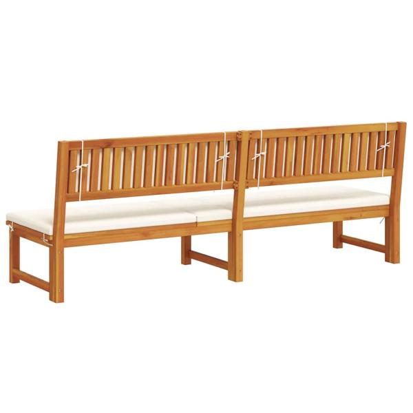 Sonnenliege 3-in-1 mit cremefarbenen Kissen aus solidem Akazienholz