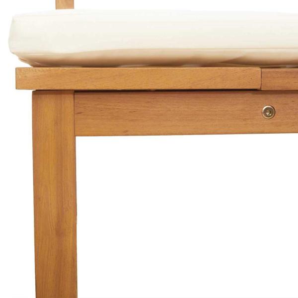 Sonnenliege 3-in-1 mit cremefarbenen Kissen aus solidem Akazienholz