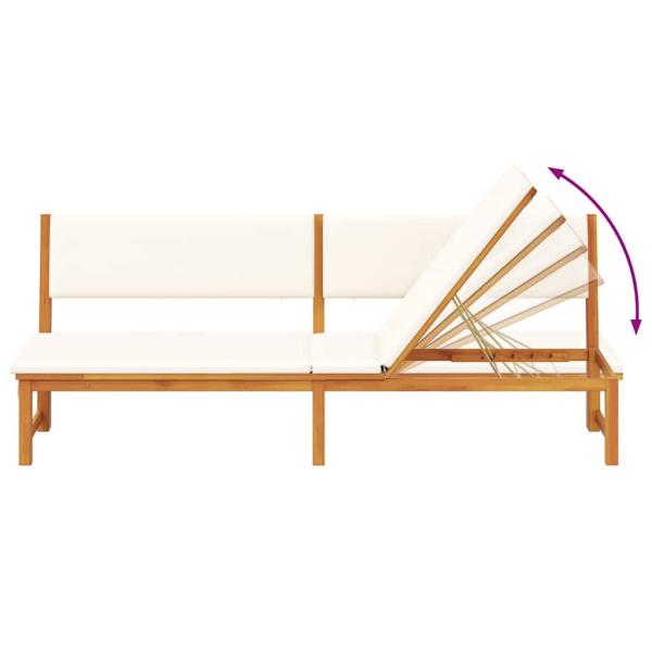 Sonnenliege 3-in-1 mit cremefarbenen Kissen aus solidem Akazienholz