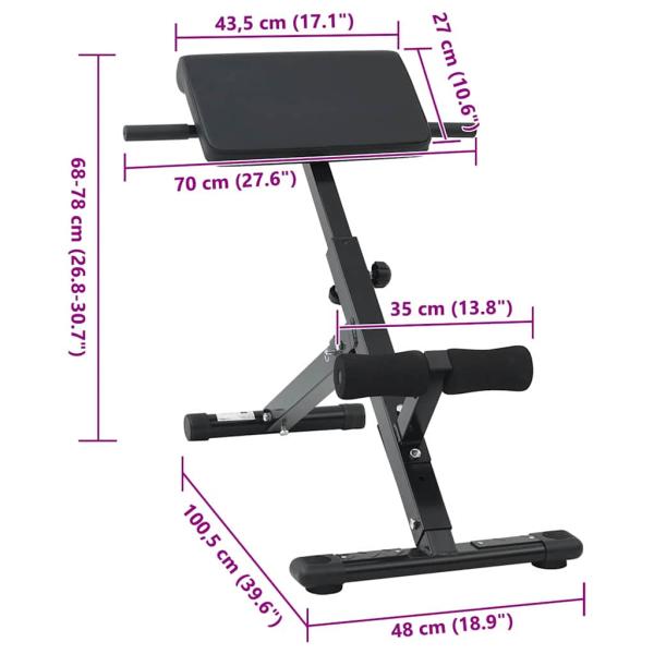 Hyperextensionsbank 120 kg faltbar und verstellbar aus Stahl
