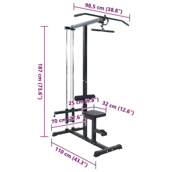 Lat Pulldown Maschine mit verstellbarem Sitz für bis zu 80 kg
