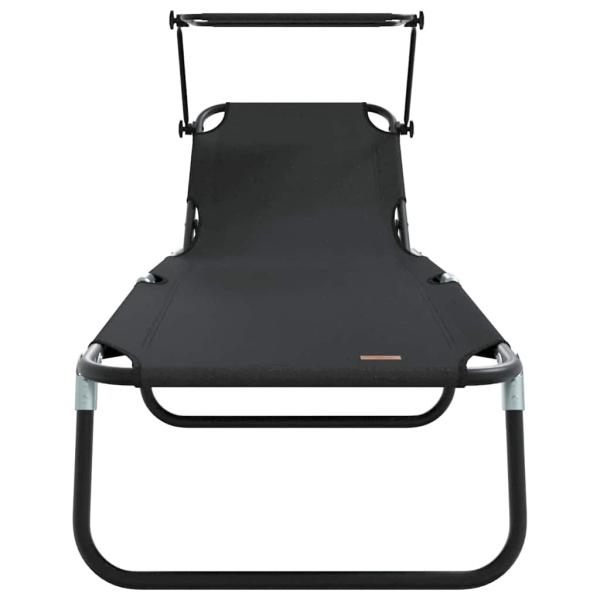 Faltbare Sonnenliege mit Sonnendach Schwarz 600D Oxford-Gewebe