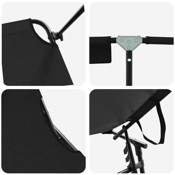 Faltbare Sonnenliege mit Sonnendach Schwarz 600D Oxford-Gewebe