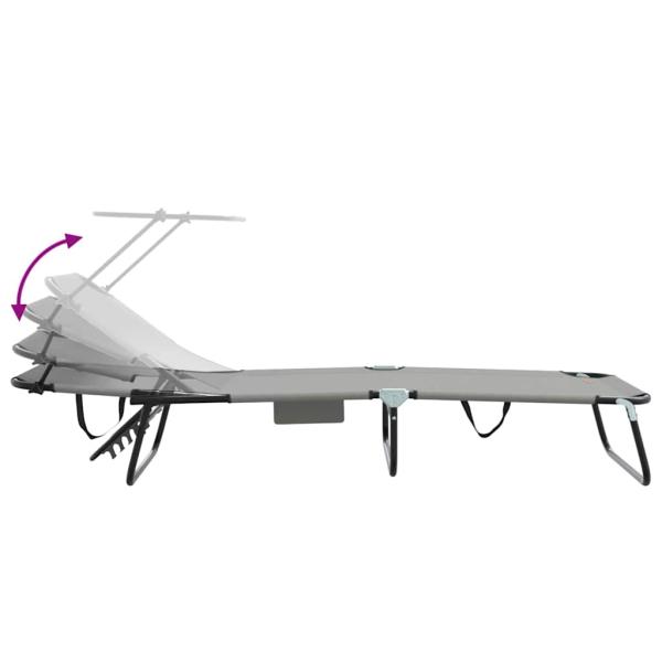 Faltbare Sonnenliege mit Sonnendach Grau 600D Oxfordstoff