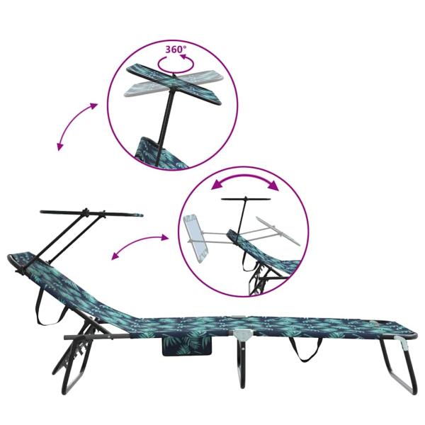 Faltbare Sonnenliege mit Blattdruck 600D Oxford-Stoff