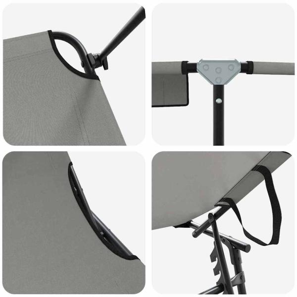 Klapp-Sonnenliegen 2 Stk mit Sonnendach Grau 600D Oxford-Stoff