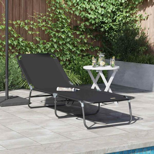 ARDEBO.de - Klappbare Sonnenliege Tragbar Schwarz 600D Oxford-Gewebe