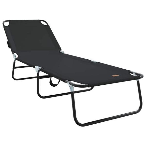 Klappbare Sonnenliege Tragbar Schwarz 600D Oxford-Gewebe