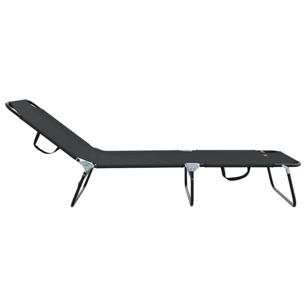 Klappbare Sonnenliege Tragbar Schwarz 600D Oxford-Gewebe